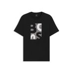 BOSS Erkek Regular Fit Yuvarlak Yakalı Logo Baskılı Pamuklu Kısa Kollu T-Shirt, Siyah, S