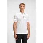Boss Erkek Slim Fit Hızlı Kuruyan Esnek Pamuklu Kısa Kollu Fermuarlı Beyaz Polo Yaka T-Shirt 50544450-100 - 2XL