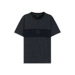 BOSS Erkek Tee Check GL Tişört Pima Pamuktan Karo Baskılı, Koyu mavi402, M