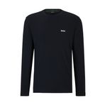 BOSS Erkek Tee Long Regular-Fit uzun kollu tişört, streç pamuk, kontrast logolu, Koyu Mavi 402, M