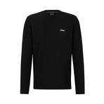 BOSS Erkek Tee Long Regular-Fit uzun kollu tişört, streç pamuk, kontrast logolu, siyah 1, S