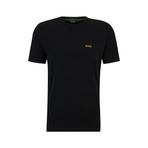BOSS Erkek Tee Regular-Fit T-Shirt streç pamuk kontrast logolu, Black2, 3XL