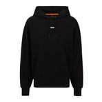 BOSS Erkek WeSmallhood kapüşonlu sweatshirt, pamuk terry malzemeden kontrast renkli logo, siyah 1, L
