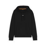 BOSS Erkek WeSmallhood kapüşonlu sweatshirt, pamuk terry malzemeden kontrast renkli logo, siyah 1, S