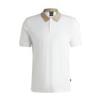 BOSS H-Phillipson 199 Slim-Fit erkek polo tişört, merserize pamuk, yakada çizgili, Doğal 101, XL