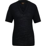 Boss Kadın Regular Fit Kısa Kollu Düz Bisiklet Yaka Siyah T-Shirt 50511242-001 - XL
