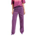 BOSS Kadın Regular Fit, Yüksek Bel, Bol Paça, Günlük Pantolon, Mor, 36