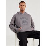 BOSS Kapüşon Yaka Desenli Sweatshirt, L, 5003335615, Gri, erkek