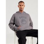 BOSS Kapüşon Yaka Desenli Sweatshirt, S, 5003335615, Gri, erkek