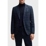 Boss Kareli Yünlü Slim Fit Çift Yırtmaçlı Blazer Ceket Erkek Ceket 50527998 404 - 54 - Lacivert