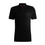 Boss Passenger Siyah 1 Slim-Fit Streç Pamuk Logo Yamalı Polo Erkek T-shirt