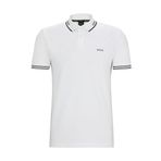 BOSS Paul Slim-Fit erkek polo tişört, streç pamuk, markalı, Beyaz 100., XXL