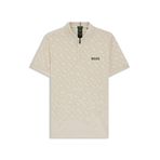 BOSS Philix TOC JQ erkek spor polo tişört, monogram jakarlı renk geçişli ve hızlı kuruma özellikleri, Bej 284, M