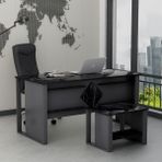 Boss Sehpali Ofis Masası, Büro Takımı, Çalıma Masası, Sehpa - Antrasit - Royal Mermer