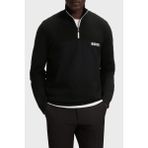 Boss Şerit Detaylı Pamuklu Regular Fit Yarım Fermuarlı Dik Yaka Kazak Erkek Kazak 50541953 001 - Siyah - XL