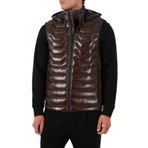BOSS Su İtici Regular Fit Kapüşonlu Kuş Tüyü Dolgulu Şişme Yelek, Kahve, S Beden, Erkek