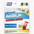 Boss Tape 18 mm 3 mt Şeffaf Çift Taraflı Akrilik Montaj Bandı