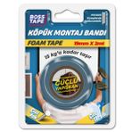 Boss Tape Çift Tarafli Köpük Aksesuar Montaj Bandi 15 kg, 19 mm x 2 Metre Boyut