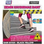 Boss Tape Sarı Siyah Zemin Merdiven Kaydırmaz Bant 50MMX25MT Zımpara Yapılı - Gri