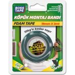 Boss Tape Yüksek Yoğunluklu Siyah Köpük Çift Taraflı Aksesuar Montaj Bandı En:19mm Boy:2mt - 19mmx2mt