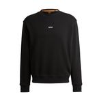 BOSS WeSmallcrew Relaxed-Fit erkek sweatshirt, pamuklu terry kontrast logolu, siyah 1, XL