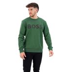BOSS Yuvarlak yakalı erkek sweatshirt, ön tarafta kontrastlı maksi logo, uzun kollu, standart kesim, renk yeşil, Açık Yeşil, XL