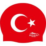 Bosstancı Türk Bayrağı Baskılı Silikon Bone Havuz ve Deniz Bonesi - Standart - Kırmızı