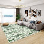 Botanik Eğrelti Otu Bitki Yıkanabilir Kilim Yeşil Yapraklar Kaymaz Yumuşak Kare Halı Oturma Odası Yatak Odası Desenli Alan Halısı ve Ev Dekoru için 120x120 cm