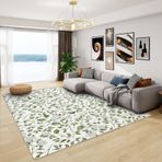 Botanik Hediyeler Bahar Çiçekli Halı Oturma Odası Yatak Odası için Yıkanabilir Kaymaz Yumuşak Kare Halı Desenli Alan Halısı ve Ev Dekoru 120x120 cm
