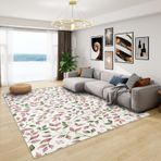 Botanik Tarzı Yaprak Halı Kaymaz Yıkanabilir Yumuşak Kare Halı Oturma Odası Yatak Odası Desenli Alan Kilimleri ve Ev Dekoru için 120x120 cm
