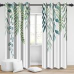 Botanik Yapraklar Karartma Perdeleri Adaçayı Yeşili Okaliptüs Dalları Pencere Perdeleri Bitki Çiçek Polyester Isı Yalıtımlı Ev Dekoru için Perdeler 2 Panel 243 cm U x 55 G