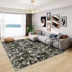Botanik Yeşil Yaprak Halı Çocuk Yatak Odası için Kaymaz Yıkanabilir Yumuşak Kare Halı Oturma Odası Desenli Alan Kilimleri ve Ev Dekoru 120x120 cm