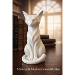 BOTE CONCEPT Dekoratif Beyaz Kedi Biblosu | Modern & Minimal Ev Ofis Masa Dekoru
