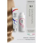 botegohair Profesyonel Krem Saç Boyası - 9.1 Çok Açık Küllü Kumral 100 ml - 20 Volume 150 ml Oksidan SET
