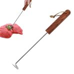 Botiniv Barbekü Gıda Turner, Food Flipper - Paslanmaz Çelik Barbekü Et Köpek | Ahşap saplı yemek twister, kapalı dış mekan için barbekü aksesuarları