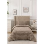 Bottega Home Bej Tek Kişilik Pelüş Yatak Örtüsü (160x220-50x70)