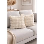 Bottega Home Krem Bubble Desenli Peluş Çift Taraflı 2'li Kırlent Kılıfı (40x40) - 2 ADET