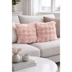 Bottega Home Pudra Pembe Bubble Desenli Peluş Çift Taraflı 2'li Kırlent Kılıfı (40x40) - 2 ADET
