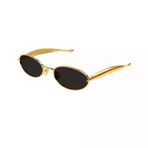 Bottega Veneta BV 1386S 001 57 Oval Gold Metal Kadın Güneş Gözlüğü
