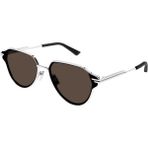 Bottega Veneta BV1271S 004 Gümüş Kahverengi Geometrik Unisex Güneş Gözlüğü 63-16