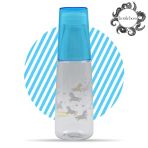 BottleBoss 600 ml Mavi Renkli Bardaklı Desenli Sızdırmaz Kapaklı Su Şişesi Matara