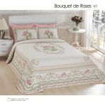 Bouguet De Roses Çift Kişilik Jakarlı Dokuma Yatak Örtüsü - 260 x 260 cm - Renkli