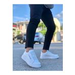 BOUIS Erkek Günlük Beyaz Bantlı Spor Ayakkabı Rahat Kaymaz Taban Yarım Dayanıklı Sneakers