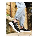 BOUIS Erkek Siyah Beyaz Üç Bantlı Comfort Taban Günlük Yumuşak Iç Astarlı Şık Sneaker Spor Ayakkabı