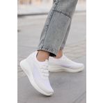 BOUIS Kadın Beyaz Günlük Bağcıklı Düz Rahat Taban Sneaker Terleme Yapmaz Konforlu Spor Ayakkabı