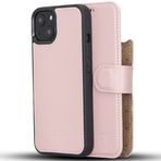 Bouletta Apple iPhone 13 Uyumlu Deri Cüzdanlı Kılıf Magsafe RFID NU2 Pembe