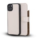 Bouletta Apple iPhone 14 Plus Uyumlu Deri Cüzdanlı Kılıf MWWN ERC3 Bej