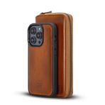 Bouletta Apple iPhone 14 Pro Max - Çıkarılabilir Kılıf - 2'si 1 Arada - Fermuarlı Deri Cüzdan Kılıf - iPhone 14 Pro Max - Tan/Kahverengi - Deri