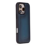Bouletta Apple iPhone 16 Pro uyumlu, Hakiki Deri, El Yapımı Kılıf, Gölgeli Mavi