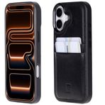 Bouletta, Apple iPhone 17 için, Hakiki Deri, El Yapımı Kartlıklı Kılıf, İç Yüzeyi Kadife, Kömür Siyahı
